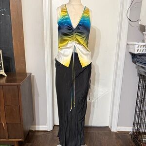 Vibrant Gradient Top with Elegant Black Skirt